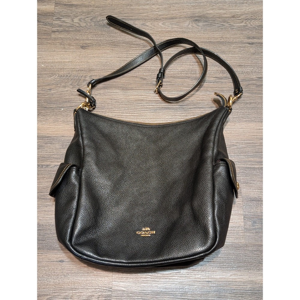Coach Black Pennie‎ Leather Shoulder Bag C2181-6252 Gold